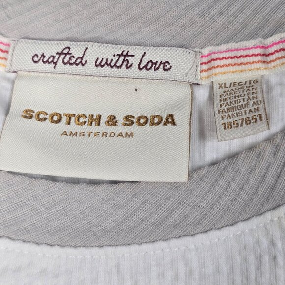 Scotch & Soda Mens XL White Textured T-Shirt With Grey Trim - Picture 5 of 8